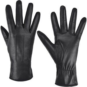 🆕Harssidanzar Women's Black Cashmere Lining Driving Lambskin Leather Gloves